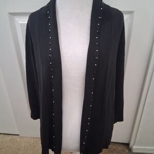 Ruby Rd. Black Studded Open Front Sweater   Size L